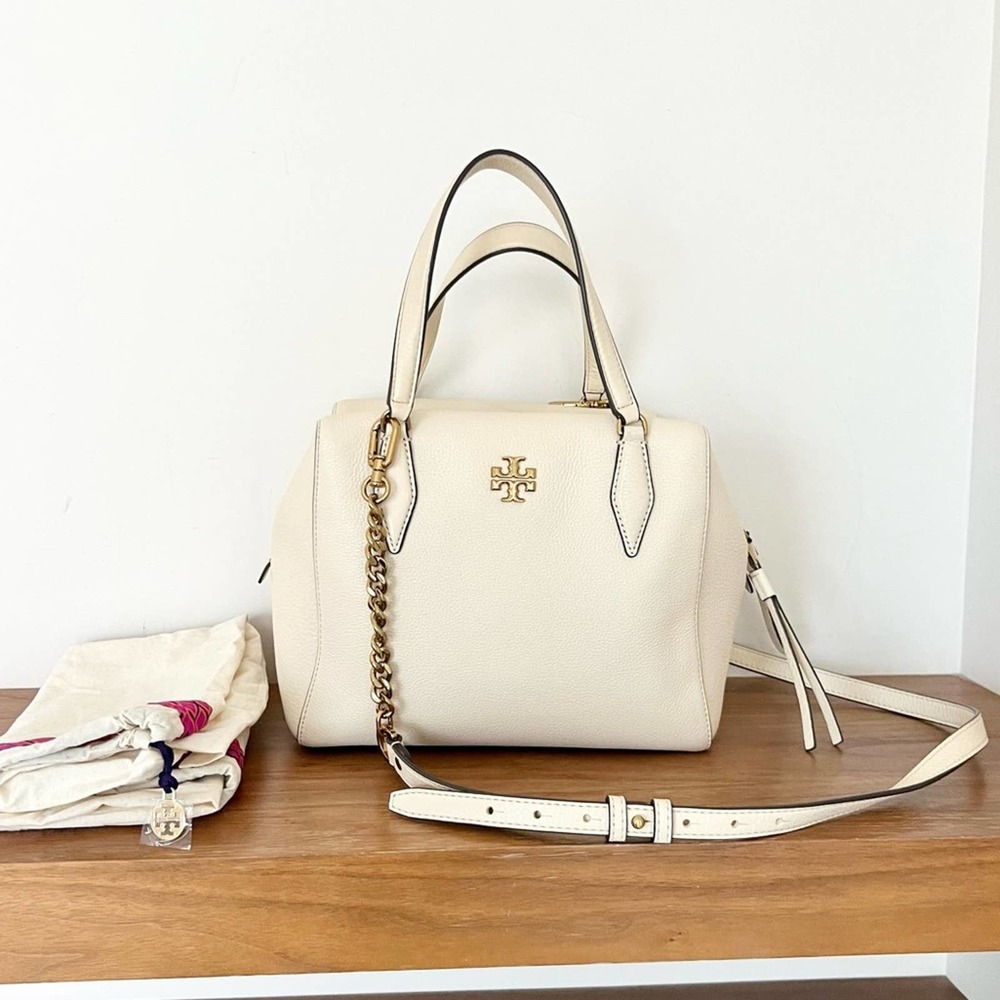 Tory Burch Kira leather satchel bag shoulder strap cream.  Reduced price today!!